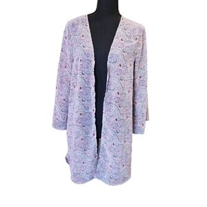 Charlotte Russe Paisley Sheer Long Sleeve Coverup Pink, White, Blue Size L